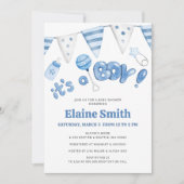 かわいい小さなもの男の子の赤ちゃんシャワー 招待状 (正面)