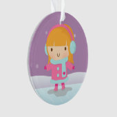 かわいい小さなアイススケーターの女の子 冬のクリスマス オーナメント (正面)