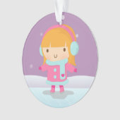 かわいい小さなアイススケーターの女の子 冬のクリスマス オーナメント (正面)