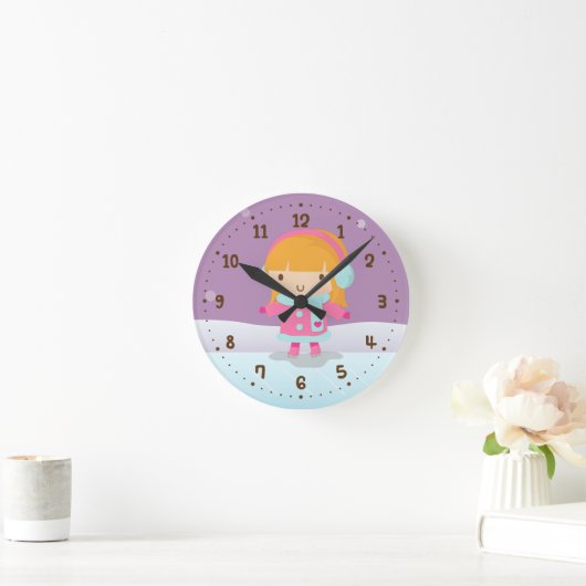 かわいい小さなアイススケーターウィンターガールズルームデコール ラウンド壁時計 (ホーム)