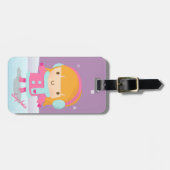 かわいい小さなアイススケーター女のパーソナライズされた子パープル ラゲッジタグ (正面横)