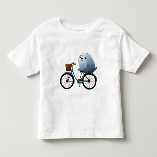 かわいい小さなアニメのセイルが自転車に乗っている トドラーTシャツ (正面)