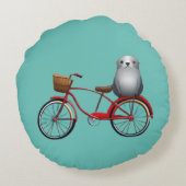 かわいい小さなアニメのセイルが自転車に乗っている ラウンドクッション (裏面)