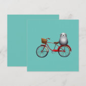 かわいい小さなアニメのセーラー服を着た子供が自転車に乗っている 招待状 (正面/裏面)