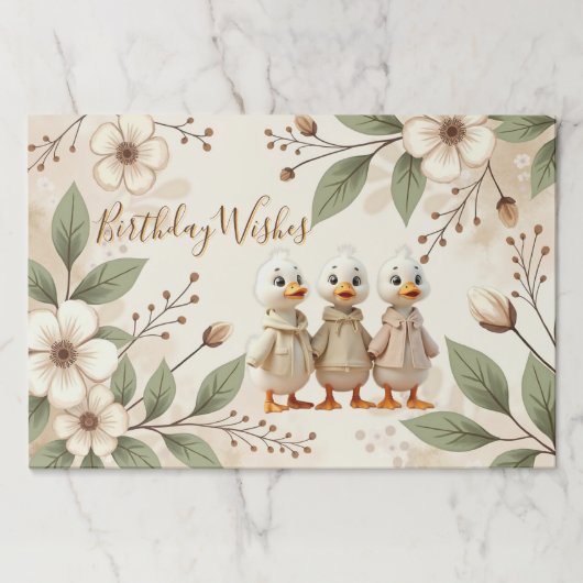 かわいい小さなアヒルとフローラ ペーパーパッド (正面)