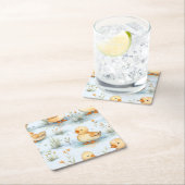 かわいい小さなアヒルのパターン スクエアペーパーコースター (インサイチュ)