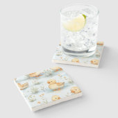 かわいい小さなアヒルのパターン ストーンコースター (横)