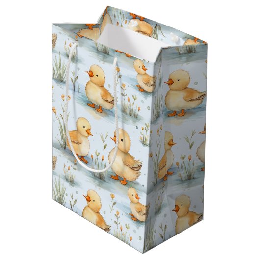 かわいい小さなアヒルのパターン ミディアムペーパーバッグ (裏面アングル)