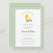 かわいい小さなアヒル素朴な赤ちゃんシャワー招待状 招待状 (正面/裏面)