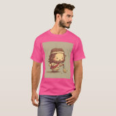 かわいい小さなイエスキリストイラストレーションと鳥 Tシャツ (正面フル)