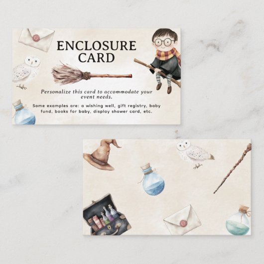 かわいい小さなウィザード赤ちゃんシャワー囲いカード エンクロージャーカード (正面/裏面)