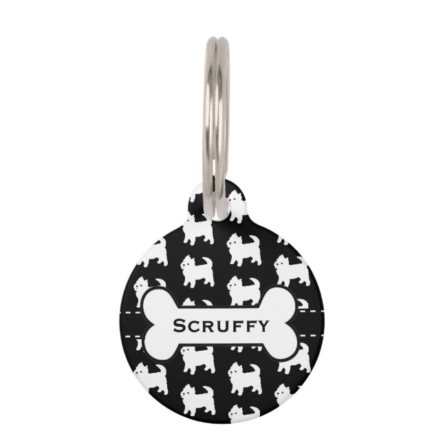 かわいい小さなウェスティーウエストハイランドホワイトテリア ペット　ネームタグ (正面)