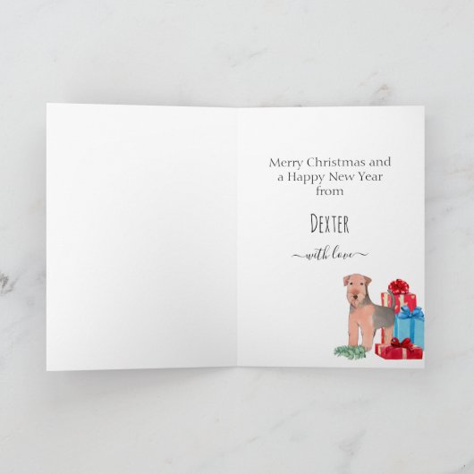かわいい小さなウェールズのテリアパピークリスマス シーズンカード (内部)