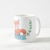 かわいい小さなウッドランドキツネキパーソナライズされたッズマグ コーヒーマグカップ (正面右)