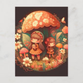 かわいい小さなエルフの少女二人 ポストカード (正面)