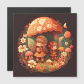 かわいい小さなエルフの少女二人 マグネット招待状 (正面/裏面)