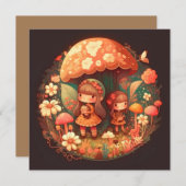 かわいい小さなエルフの少女二人 招待状 (正面/裏面)