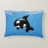 かわいい小さなオルカホエールイン海 アクセントクッション (裏面)