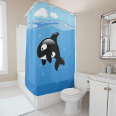 かわいい小さなオルカホエールイン海 シャワーカーテン (インサイチュ)