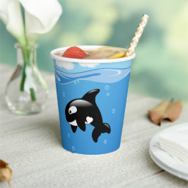 かわいい小さなオルカホエールイン海 紙コップ