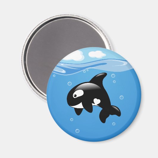 かわいい小さなオルカホエールオンアクア マグネット (正面/裏面)