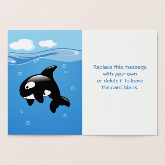かわいい小さなオルカ – クジラ（よく）出来上がり 箔カード (内部)