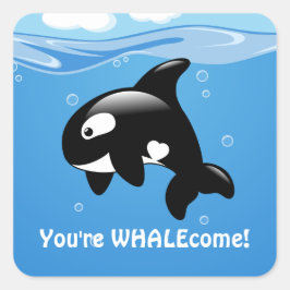 かわいい小さなオルカWHALEcome スクエアシール