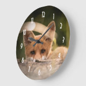 かわいい小さなオレンジのキツネ ラージ壁時計 (傾斜)