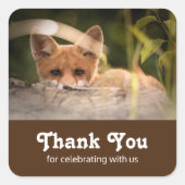 かわいい小さなオレンジの写真ありがとうキツネ スクエアシール (正面)