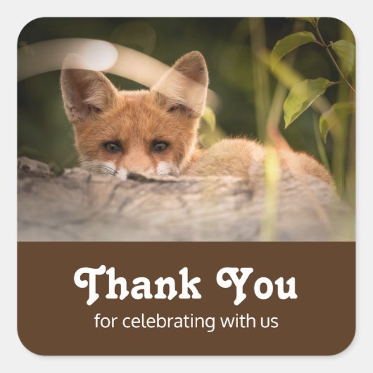 かわいい小さなオレンジの写真ありがとうキツネ スクエアシール (正面)