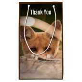 かわいい小さなオレンジの写真ありがとうキツネ スモールペーパーバッグ (裏面)