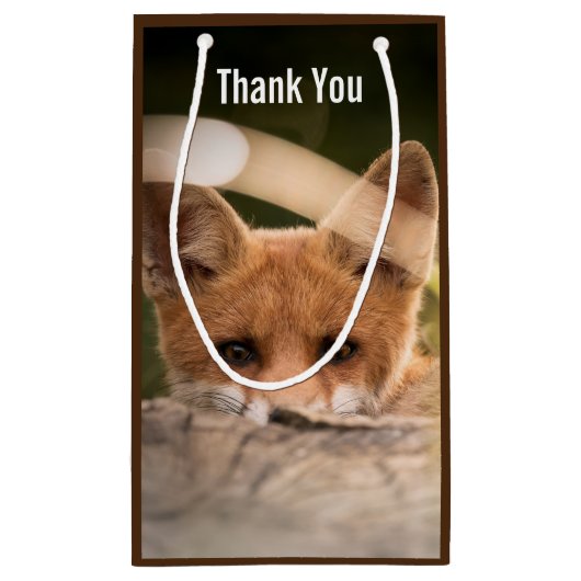 かわいい小さなオレンジの写真ありがとうキツネ スモールペーパーバッグ (裏面)