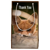 かわいい小さなオレンジの写真ありがとうキツネ スモールペーパーバッグ (正面)