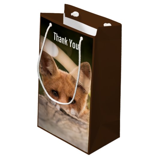 かわいい小さなオレンジの写真ありがとうキツネ スモールペーパーバッグ (裏面アングル)