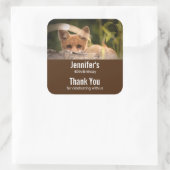 かわいい小さなオレンジ色のキツネ誕生日の写真 スクエアシール (バッグ)