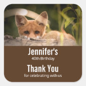 かわいい小さなオレンジ色のキツネ誕生日の写真 スクエアシール (正面)