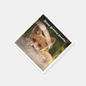 かわいい小さなオレンジ色のキツネ誕生日 スタンダードカクテルナプキン (角)