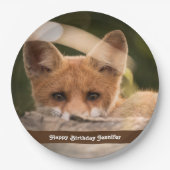 かわいい小さなオレンジ色のキツネ誕生日 ペーパープレート (正面)