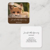 かわいい小さなオレンジ色のキツネ スクエア名刺 (正面/裏面)
