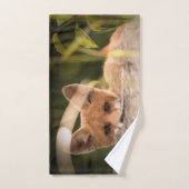 かわいい小さなオレンジ色のキツネ バスタオルセット (ハンドタオル)