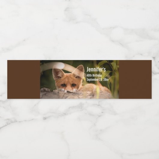 かわいい小さなオレンジ色のキツネ ペットボトルラベル (シングルラベル)