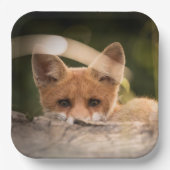 かわいい小さなオレンジ色のキツネ ペーパープレート (正面)