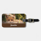 かわいい小さなオレンジ色のキツネ ラゲッジタグ (正面横)