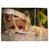 かわいい小さなオレンジ色のキツネ ラージペーパーバッグ (裏面)