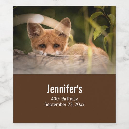 かわいい小さなオレンジ色のキツネ ワインラベル (シングルラベル)