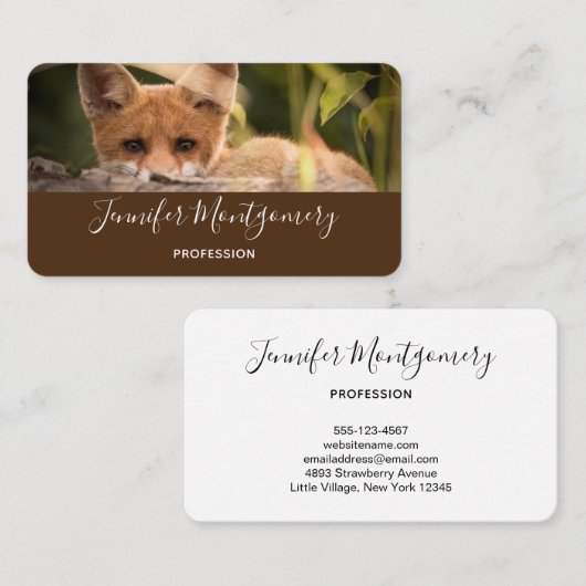かわいい小さなオレンジ色のキツネ 名刺 (正面/裏面)