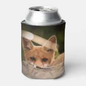 かわいい小さなオレンジ色のキツネ 缶クーラー (缶正面)