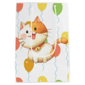 かわいい小さなオレンジ色の猫の子カラフル猫バルーンWr ミディアムペーパーバッグ (裏面)