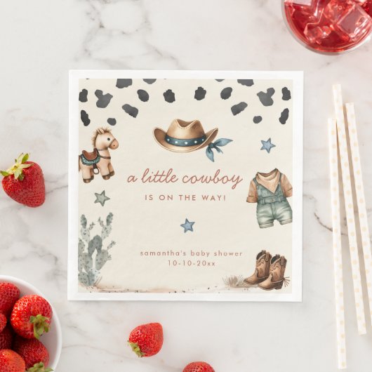 かわいい小さなカウボーイは男の子の赤ちゃんシャワーを途中にある (インサイチュ)