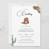 かわいい小さなカウボーイウェスタンロデオテキサス州ベビーシャワー 招待状 (正面)